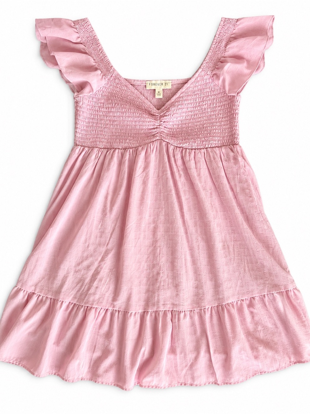 Girls- Thirty Thirty LA Pink Smocked Flutter Sleeve Mini Dress XL